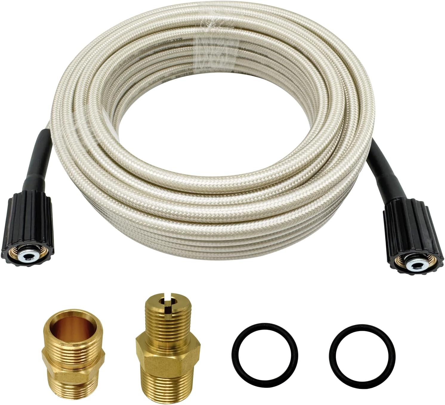3700 PSI 50ft Pressure Washer Hose Bundle with 7106686 Outlet Connector and M22 Threaded Connector Fit for Sim-pson 40226 and Most Pressure Washers