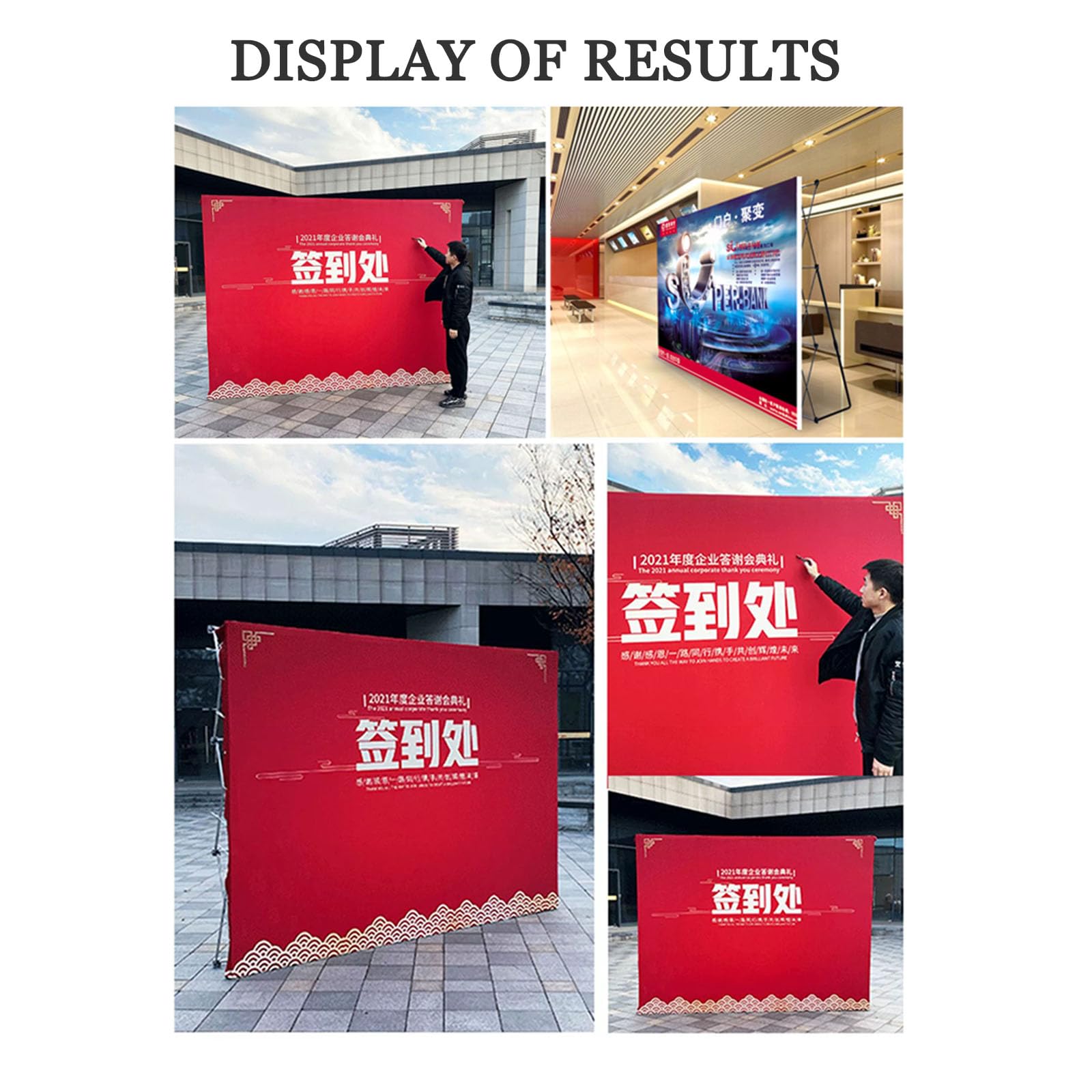 Telaio per Stand con fondale Portatile,Tessuto in Tensione Pop Up per esposizioni fieristiche Stand con fondale con Borsa per Il Trasporto Supporto per Banner per Eventi pubblicitari aziendali