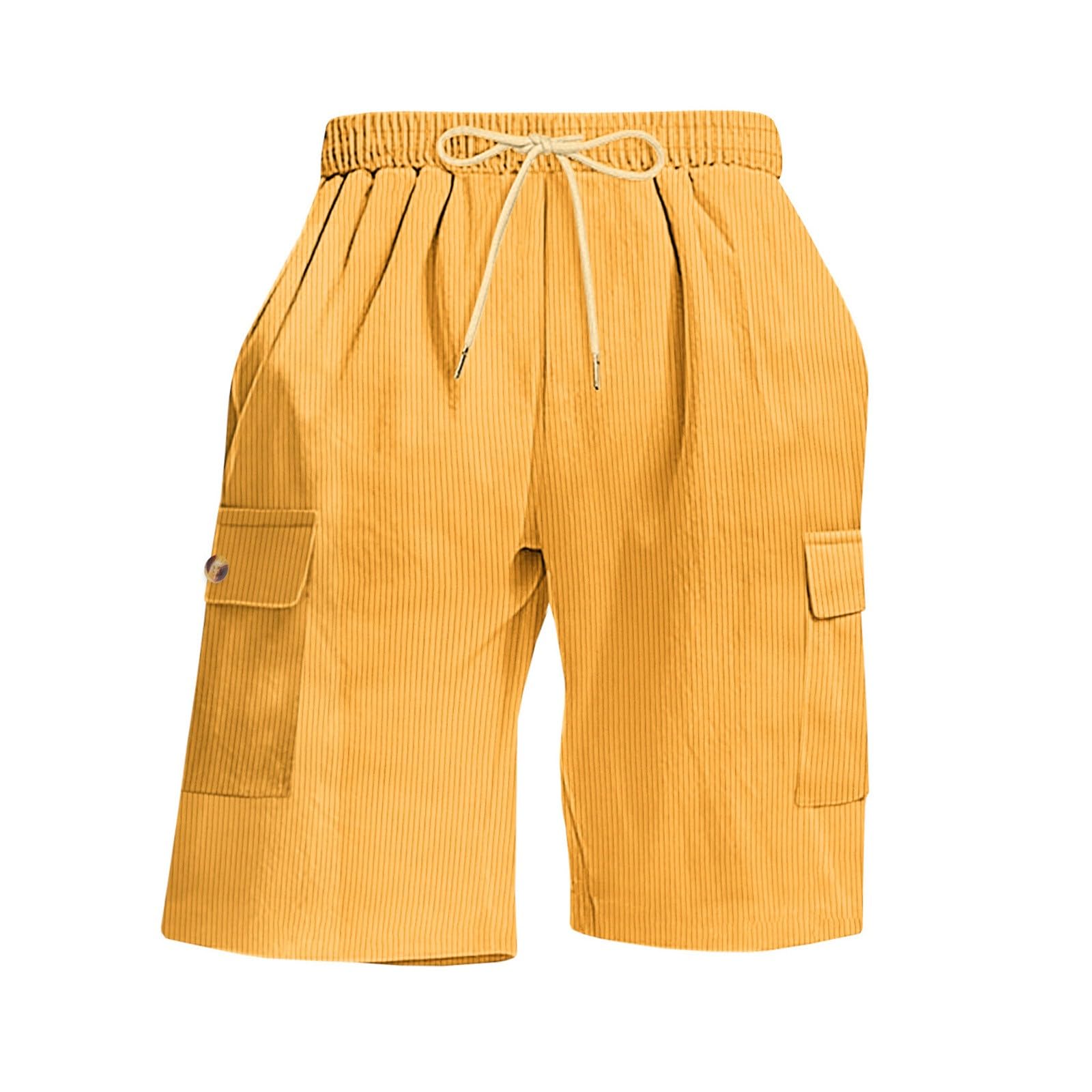 Generico Pantaloncini Cargo-Pantaloncini Casual in Velluto a Coste, vestibilità Comoda, Estivi, con Elastico in Vita, Comodi, Traspiranti, Leggeri, per Camminare all'aperto