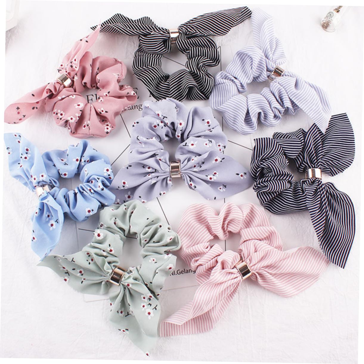 Housoutil 24stücke Chiffon Haargummis Mit Kaninchenohren Und Metallverschluss Elastische Haarbänder Verschiedenen Farben Für Dutt Pferdeschwanz Und Hochsteckfrisuren Für Damen Und