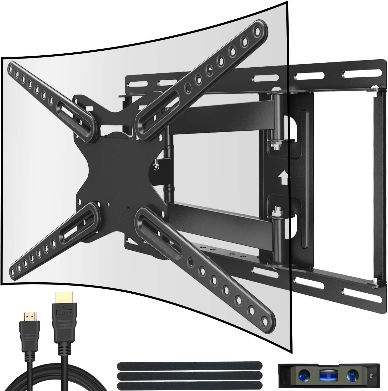 Everstone TV Wall Mount for Most 28-70 Inch LED LCD Plasma Flat Screen up to 110 lbs VESA 600x400mm with Full Motion Swivel Articulating Arm,Fits 8-16 Wall Studs,HDMI Cable