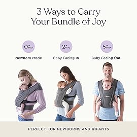 Ergobaby Embrace Baby Carrier Newborn to Toddler - Lightweight Ergonomic Baby Carriers - Cozy Essentials (7-25 Pounds), Soft Air Mesh, Soft Grey