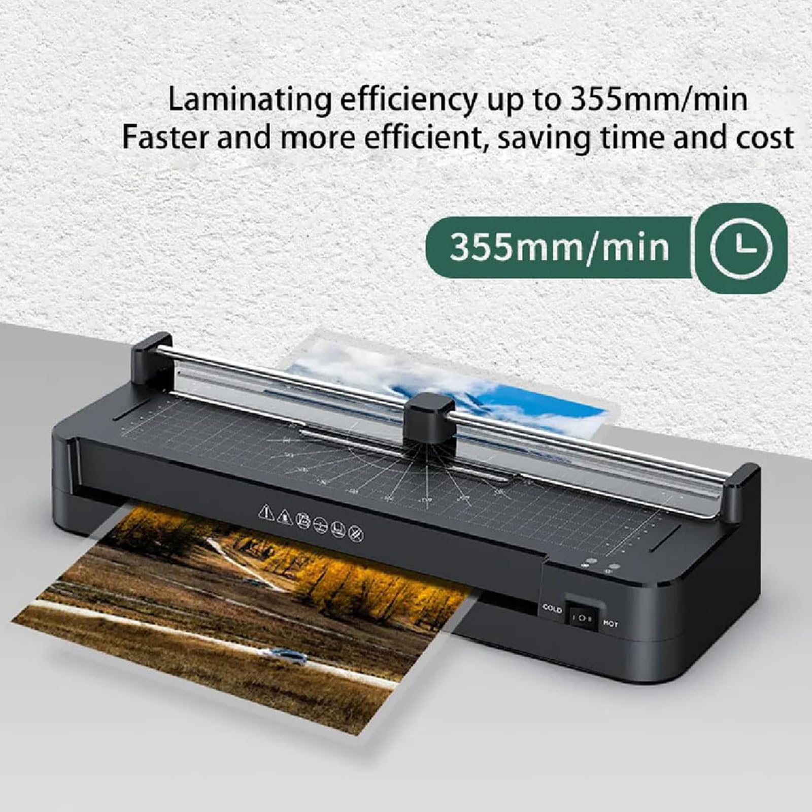 A3 Laminator 355mm/min, Zestaw do Laminowania na Gorąco & Zimno 13 Cali z 20 Foliami (A3/A4/A5/A6) - Wbudowany Trymer Papieru, Zaokrąglacz Rogów & Dziurkacz