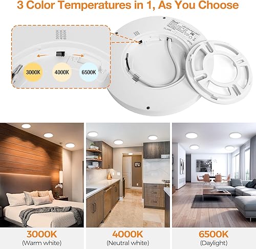 Miniatura 10 de slochi Lámpara de techo LED de 13 pulgadas con control remoto, luz nocturna de 2000 K, cálida 3000 K-6500 K, color de luz ajustable, modernas luces