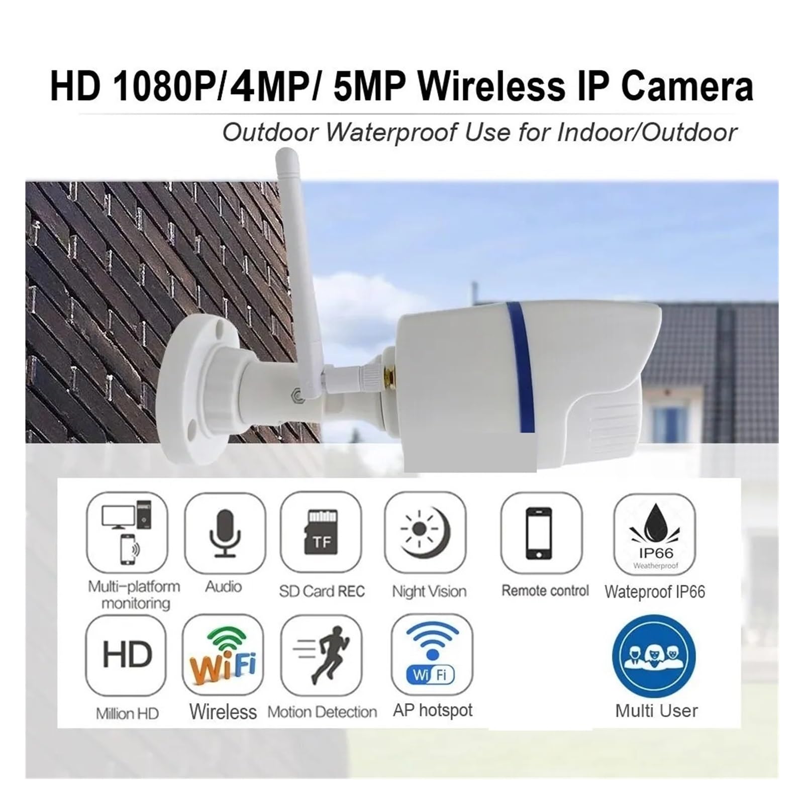 Caméra IP de sécurité à Domicile Bullet WiFi extérieure sans Fil