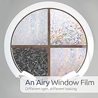 Vista 3 de rabbitgoo - Película decorativa de privacidad para ventana, diseño de arco iris, adhesivo 3D estático para control de calor del hogar, no adhesivo