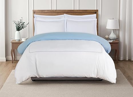 Majestic Giftware Madison Linen 8 Pcs 44" Twin Size Bedding Set (BL52-44T) | Normandy - Blue 400 TC 100% Cotton Sateen | 2 Fitted Sheets, 2 Duvets, 4 Pillowcases - Noble Collection