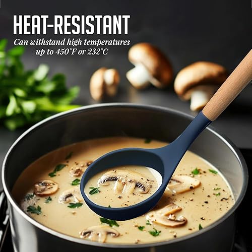 Miniatura 3 de OVENTE Juego de utensilios de cocina de silicona, 17 herramientas de cocina resistentes al calor para utensilios de cocina antiadherentes con mango