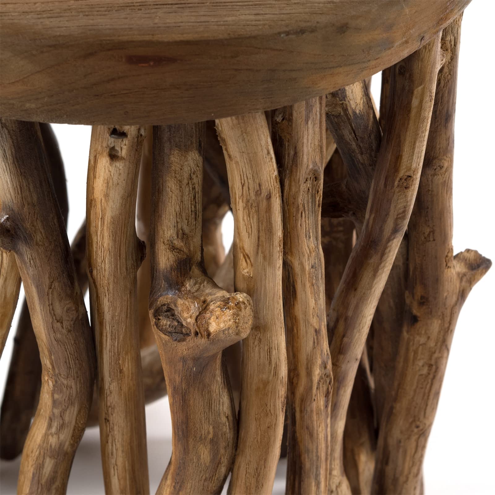 DESIGN DELIGHTS Table D'Appoint en Bois D'Acajou | 45x30 cm | Table Basse, de Téléphone, Tabouret en Bois de Racine, Tabouret pour Plantes