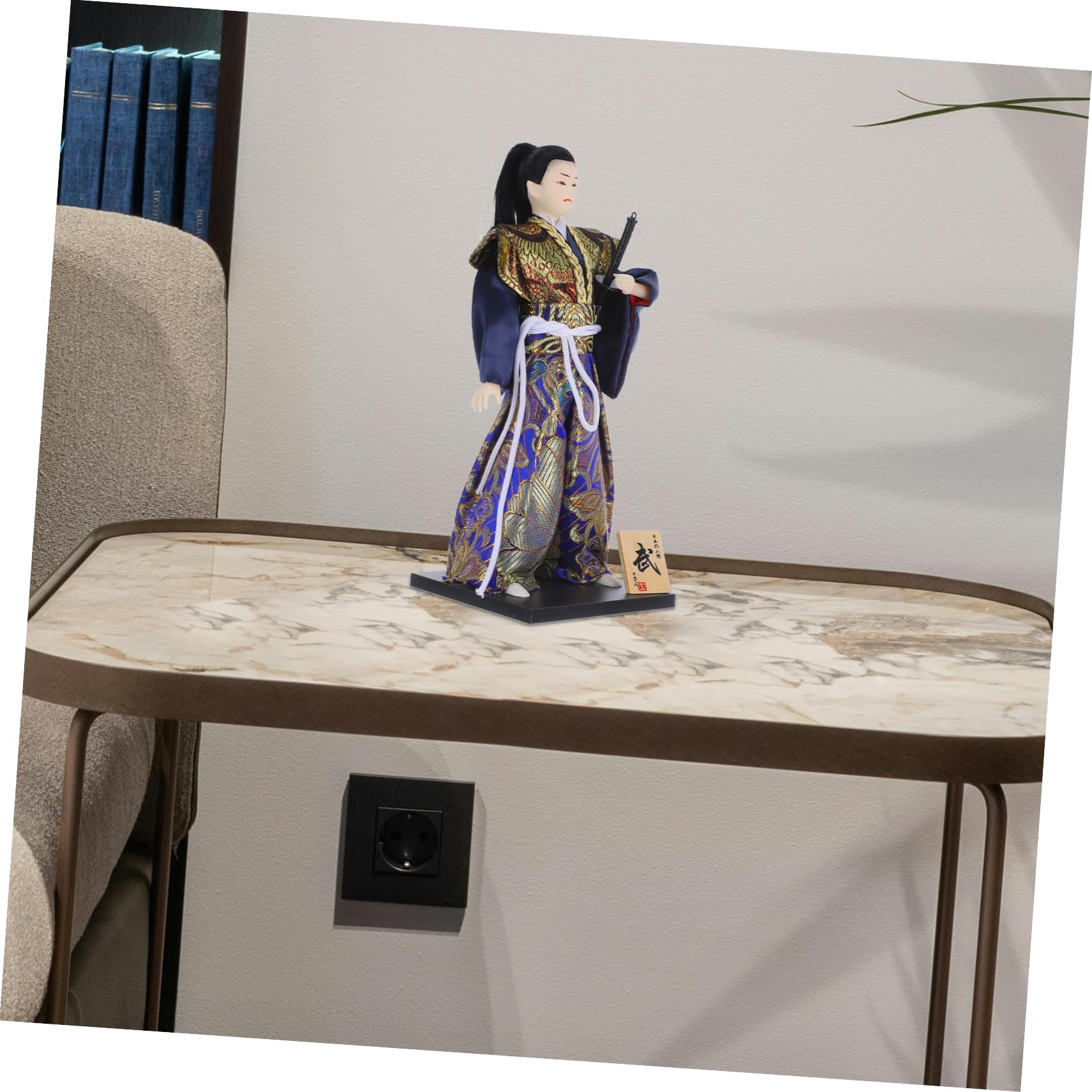 NOLITOY Figura de Samurái Japonés Tradicional para Decoración del Hogar y Escritorio, Escultura Artística Única en Materiales de Espuma, Tela, Abs y Madera