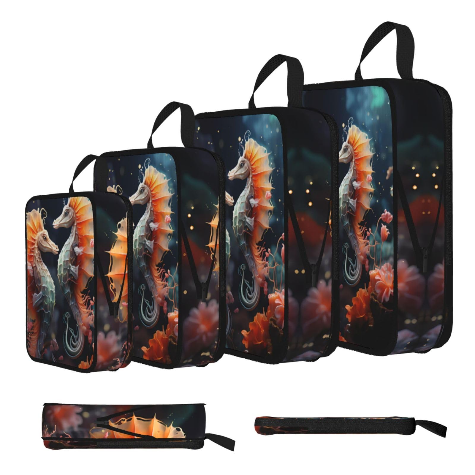 Beautiful seahorses Compression Packing Cubes 4 Piece Set