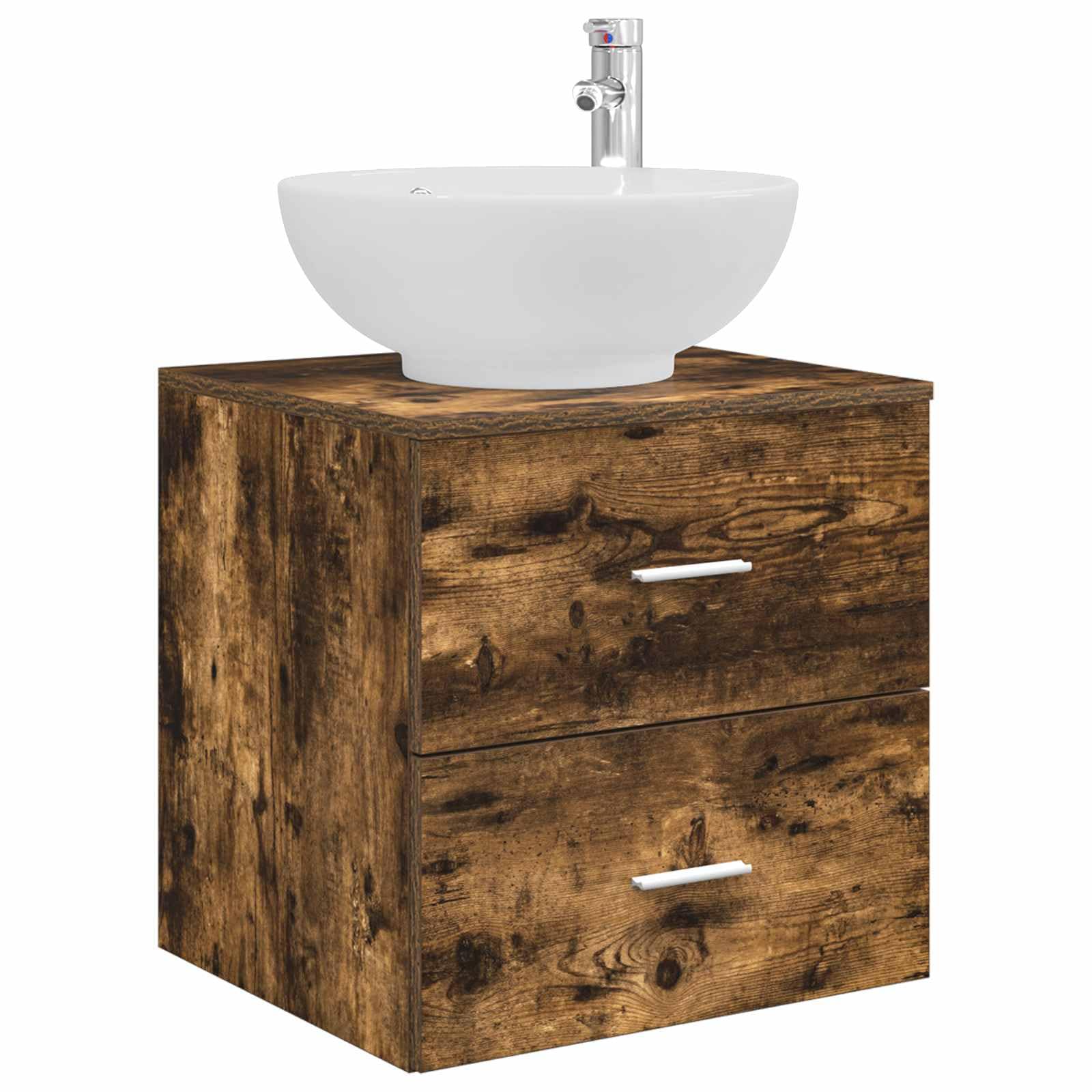 Mueble de baño de madera en roble ahumado con lavabo de diseño
