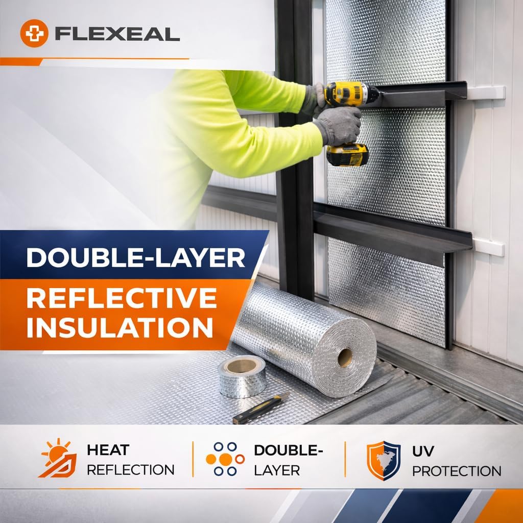 White UV Double Bubble Foil Insulation Roll – 96% Reflective Radiant Barrier & Vapor Retarder, ASTM G154 UV Tested for Metal Roofs, Steel Buildings & HVAC (125 FT x 24" INCH)