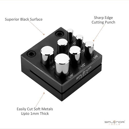 Miniatura 4 de Splenor Tools Cortador de discos de perforación redondos de 7  para la fabricación de joyas  Herramienta de trabajo y corte de metales  Tamaño 14" a