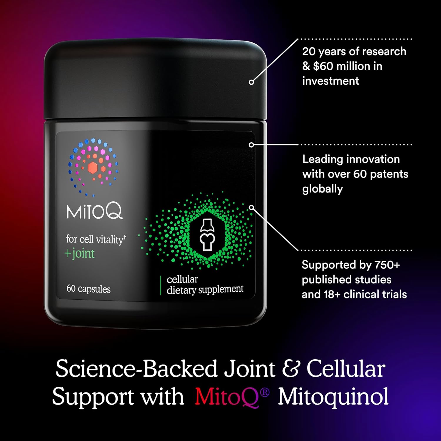 MitoQ +Joint Advanced CoQ10 Antioxidant Supplement - Contains Mitoquinol Mesylate & Green Lipped Mussel Omega Oil Extract - Supports Healthy Joint, Mobility and Cell Vitality (60 Softgel Capsules) - Image 3