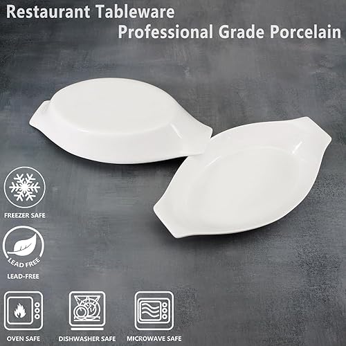 Miniatura 4 de Juego de 4 platos ovalados para hornear gratinados, de porcelana, aptos para horno, lasaña, utensilios de cerámica ideales para cacerola de crema