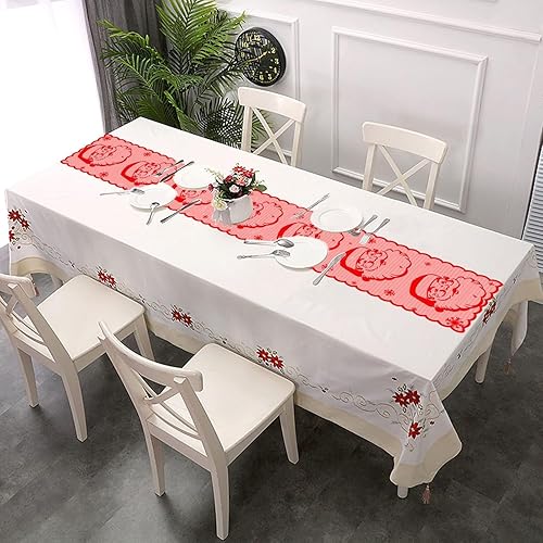 Miniatura 2 de Camino de mesa de Navidad de 72 pulgadas – Camino de mesa de Papá Noel de encaje rojo para decoraciones de mesa de Navidad – Camino de mesa de
