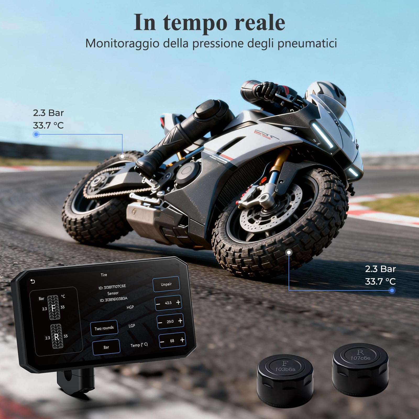 W55 5,5" CarPlay Moto con Android Auto, Navigazione GPS e TPMS