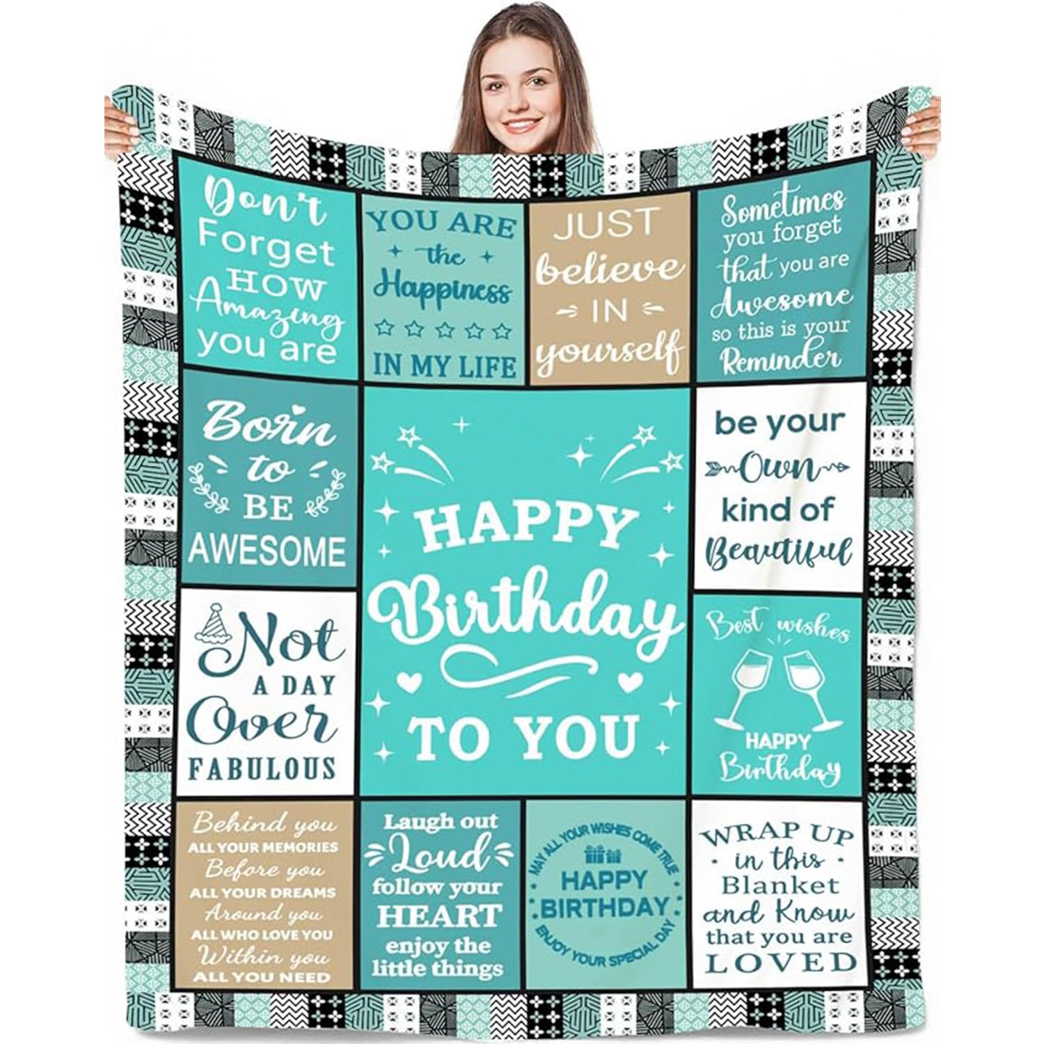 Birthday Birthday Gifts for Women, Unique Happy Birthday Fleece Throw Blanket 60" x 50", Funny Birthday Decorations, Best Birthday Gfit Ideas for Her Friend Mom Sister Grandma Wife
