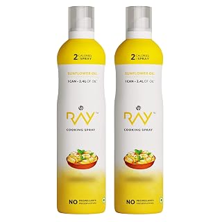LB RAY Cooking Spray Sunflower Oil - Low-Calorie, 100% Oil Spray, No Gases, Emulsifiers, and Water (200 ml, Pack of 2)