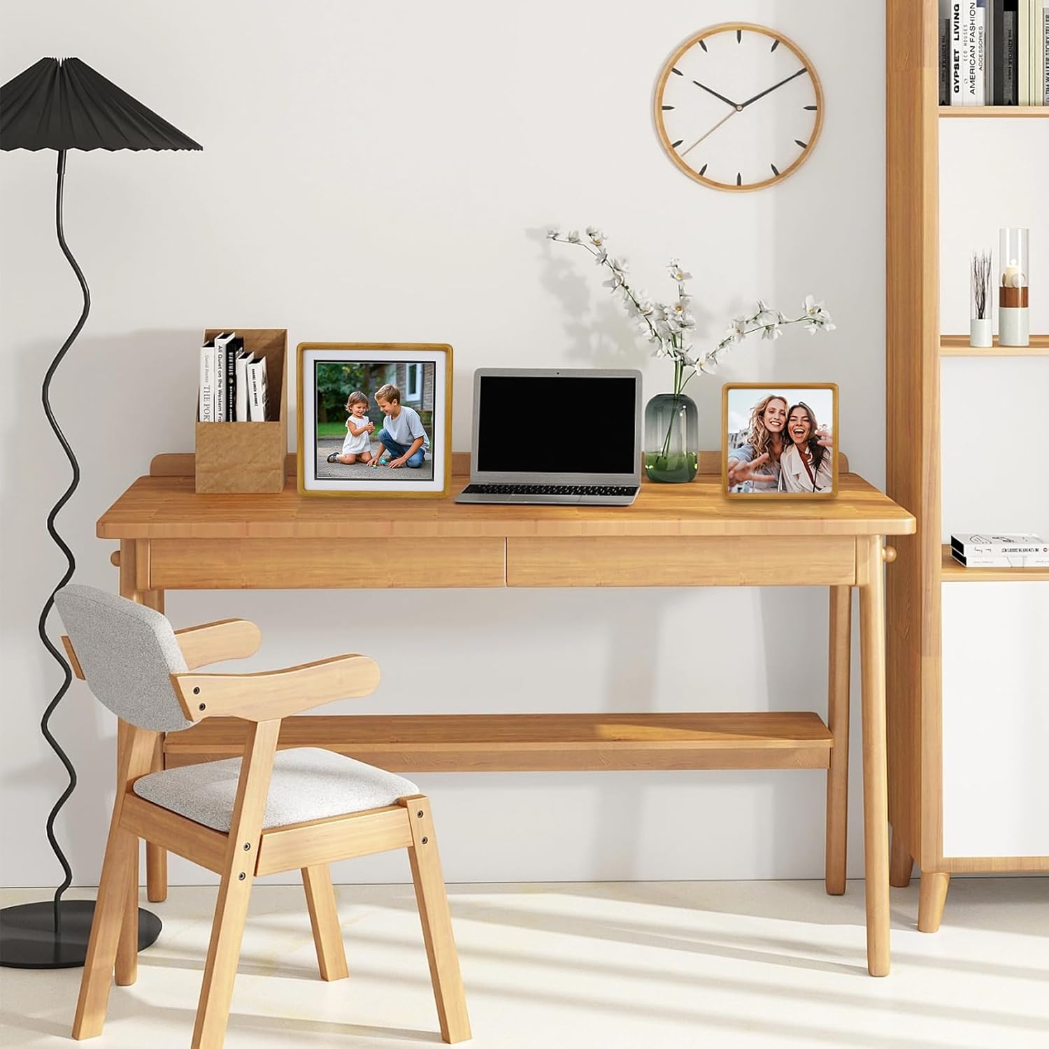 16×16 Oak Solid Wood Picture Frames With HD Glass, Square Frame With Mat For 12x12 Picture or Picture Display 16x16 Without Mat, double color mat, wall & tabletop picture frames.