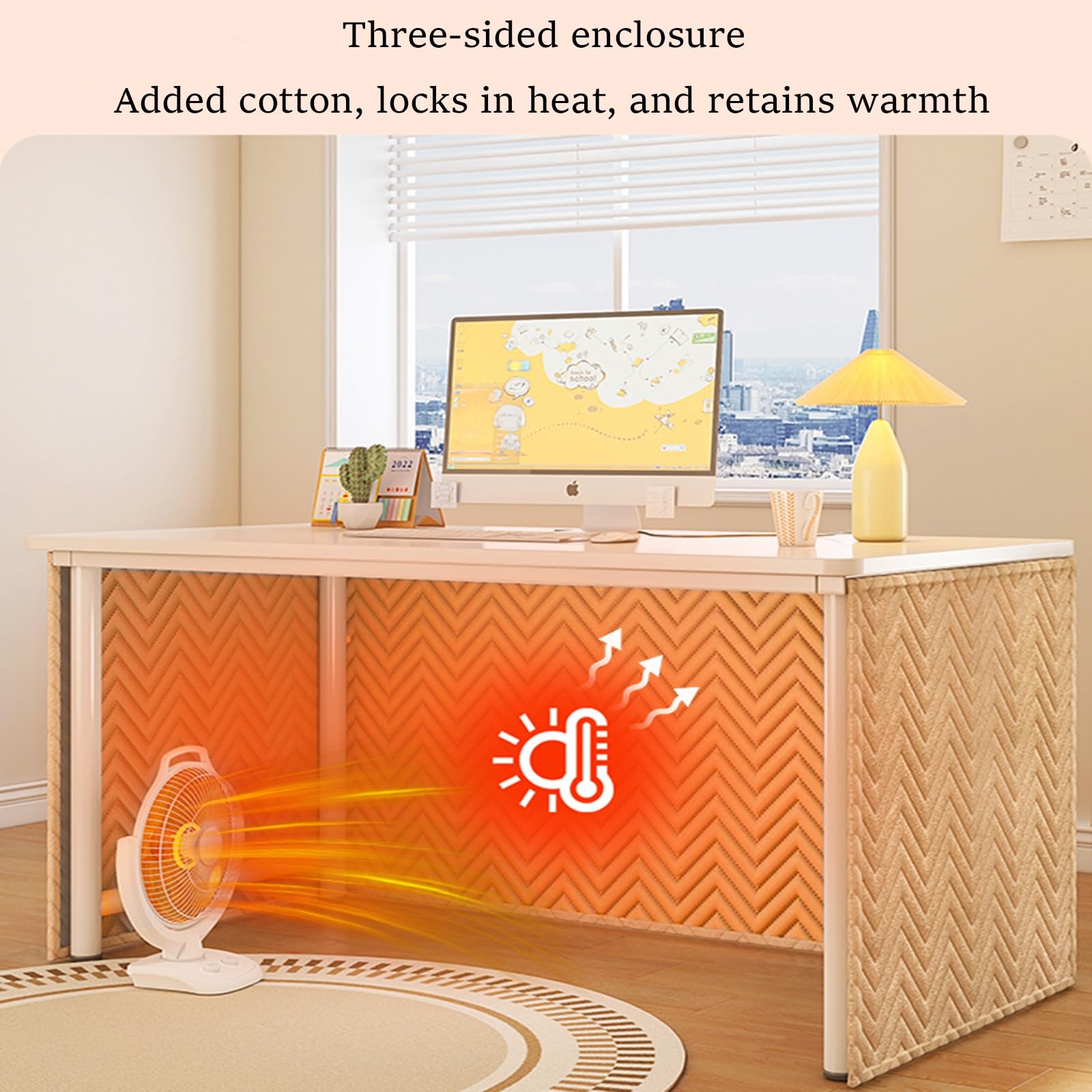 Tende per la privacy sotto la scrivania, pannello isolante termico per scrivania, copertura per finestra antiriflesso, ideale per studenti studio e ufficio domestico (beige, 50 x 75 cm)