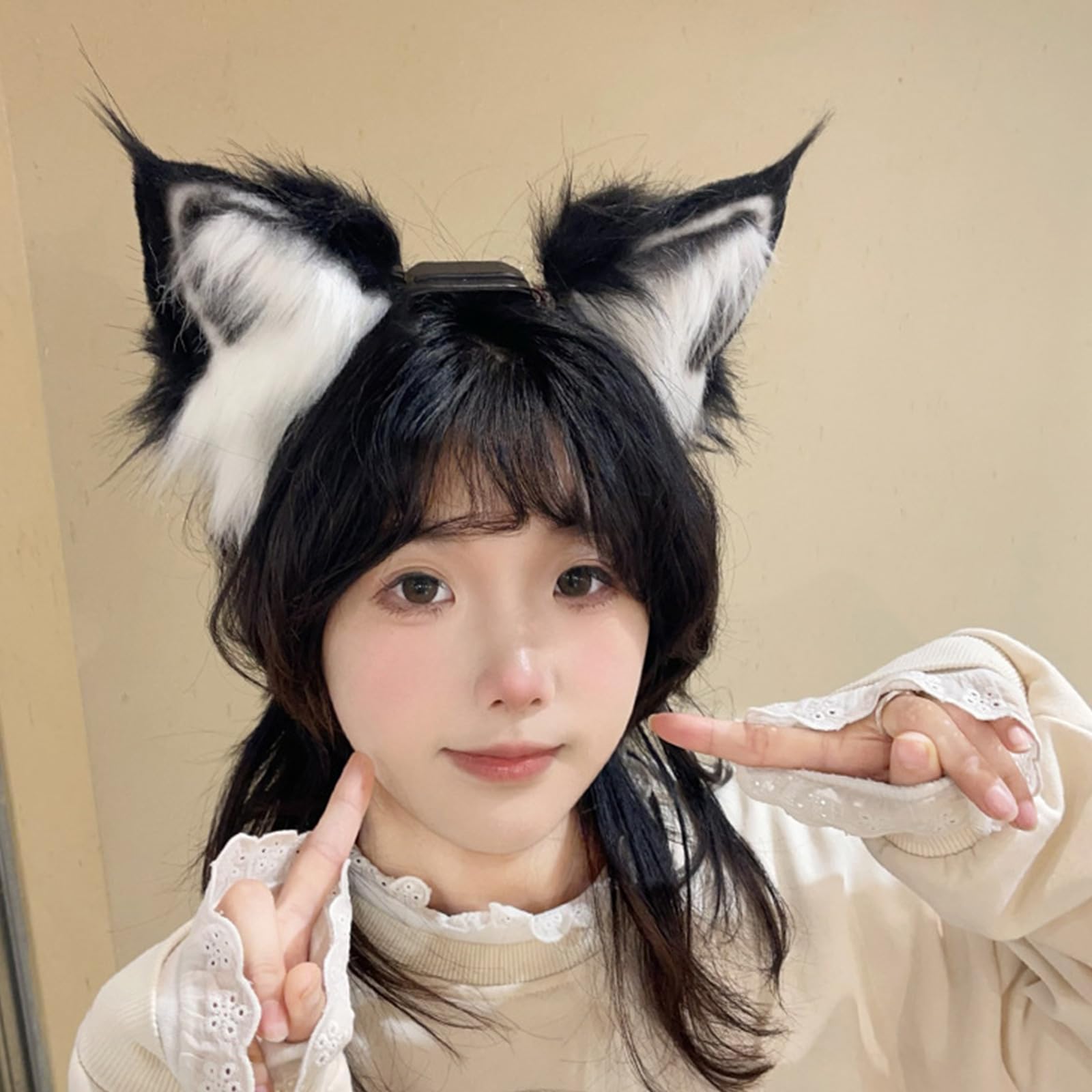 COSPLAY-Diadema con orejas de gatito, diadema con orejas de animales, gatito peludo, fiesta de carnaval, disfraz de fiesta peludo animado, diadema con orejas de gato móvil
