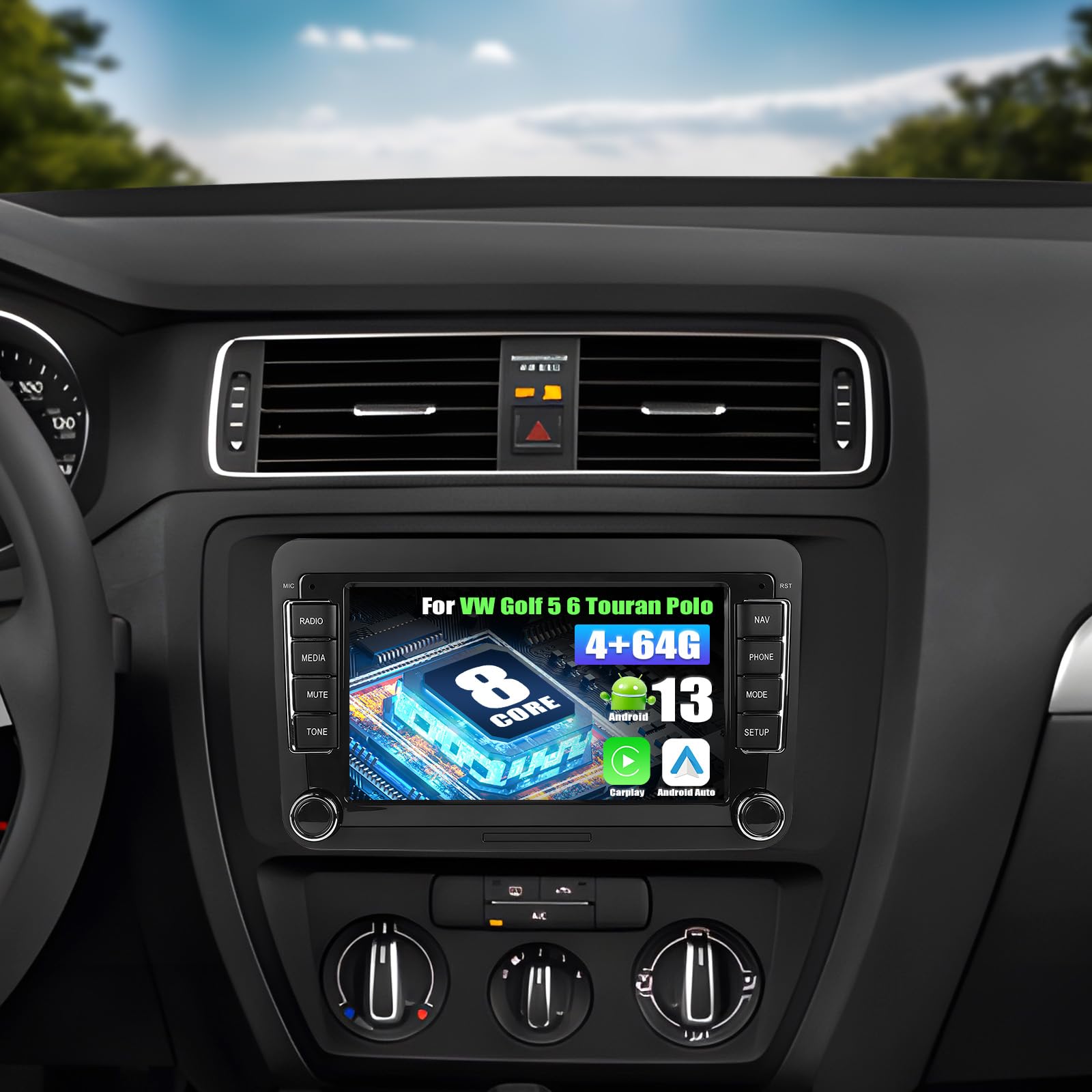 radio navigator gps vw golf 5 6 touran telaio 7 pollici