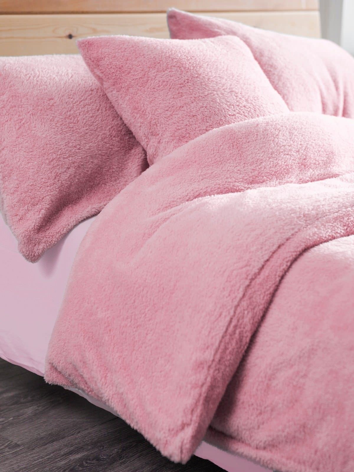 Artistic Fashionista Luxurious Quality & Extremely Soft and Fluffy TEDDY FLEECE Duvet/Quilt Cover With Matching Pillowcases Bedding Set (Pink, Double)