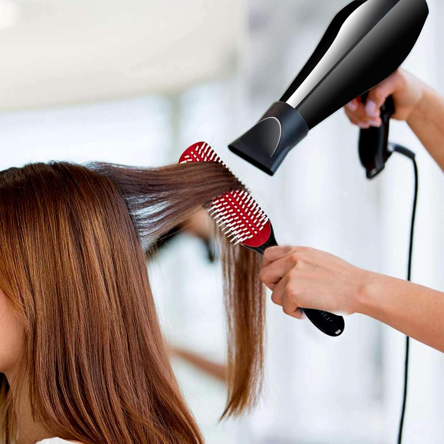 Professional Hair Dryer Blow Dryer Negative Ions 3500W Powerful Fast Drying Low Noise Long Cord Quick Dryer with Nozzle and Diffuser Hair Blow Dryer with 2 Speed and 3 Heat Settings - Image 7