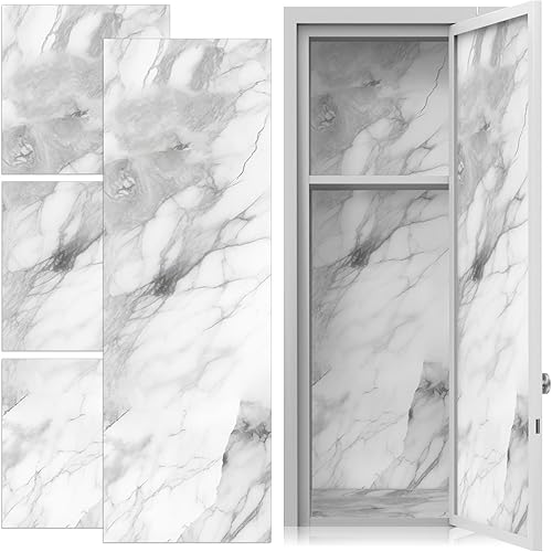 6 Pcs School Locker Magnetic Wallpaper White Marble Pattern Magnetic Wallpaper 12 x 12 Inch Removable Sticker Locker Accessories for School Office