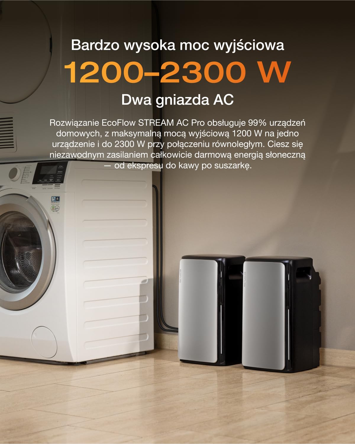ECOFLOW STREAM AC Pro, elektrownia balkonowa z pamięcią, 1,92 kWh akumulator słoneczny, 100% kompatybilny ze wszystkimi elektrowniami balkonowymi, 2300 W Dual AC, możliwość rozszerzenia do 11,52 kWh