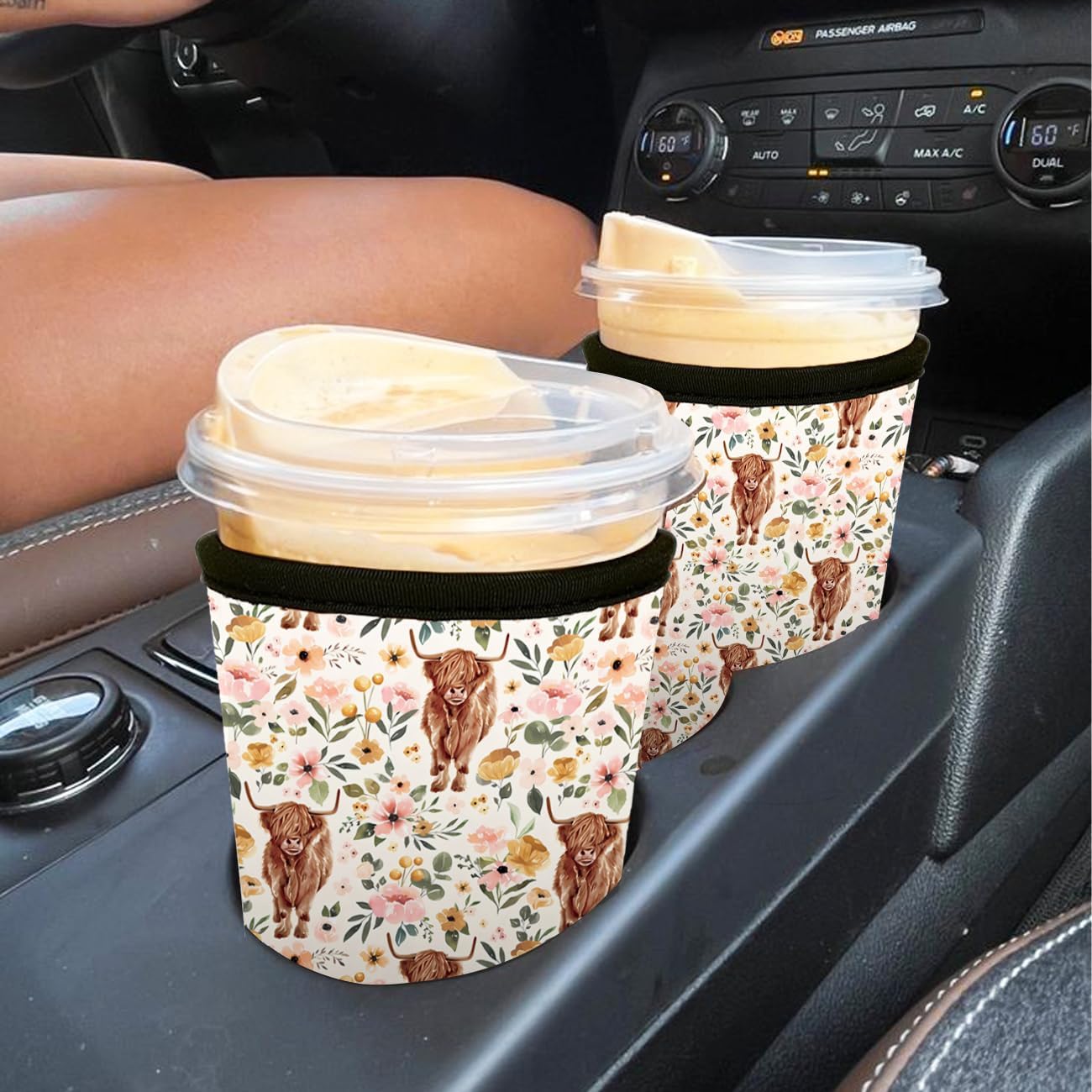 Reusable Insulated Neoprene Iced Coffee Cup Sleeve, Durable Drink Sleeve for Cold Beverages, Beverage Holder for Iced Coffee (Highland Bloom) - Image 4