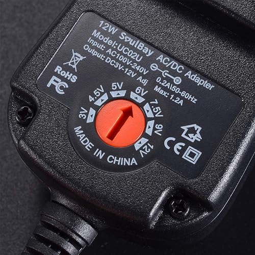 Miniatura 6 de SoulBay – Adaptador de CC/CA de multi voltios, universal, 12 W, cambio de fuente de poder con 6 enchufes adaptadores a elección, apto