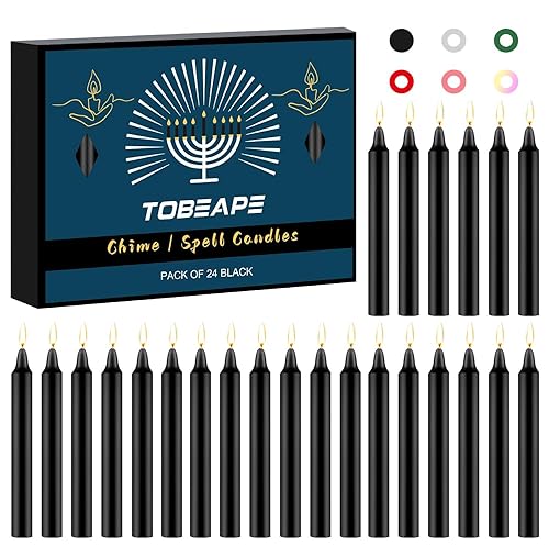 24 Pack Black Candles Spell Chime Candles, 4" Unscented Mini