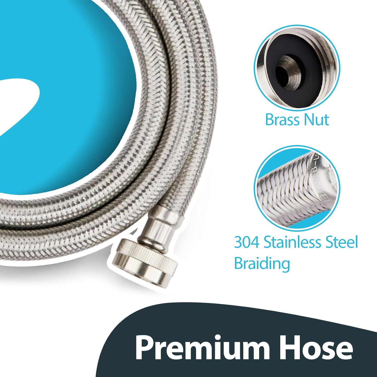 (30 Pack) Seelink 5FT Washing Machine Hose, Stainless Steel Washer Hose for Hot and Cold Water Supply Lines, With 90 Degree Elbow