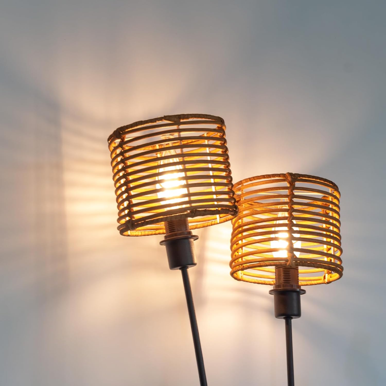 2Set rattan Small Lampshades,clip-on lamps shades,Replacement traditonal Shades