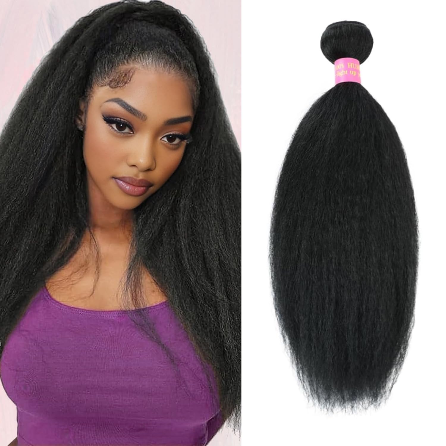 12 14 16 Inch Chocolate Brown Kinky Straight Bundles Human Hair Yaki Straight Bundles 100% Unprocessed Brazilian Virgin Hair 3 Bundles Weave Kinkystraight Human Hair Bundles Brown
