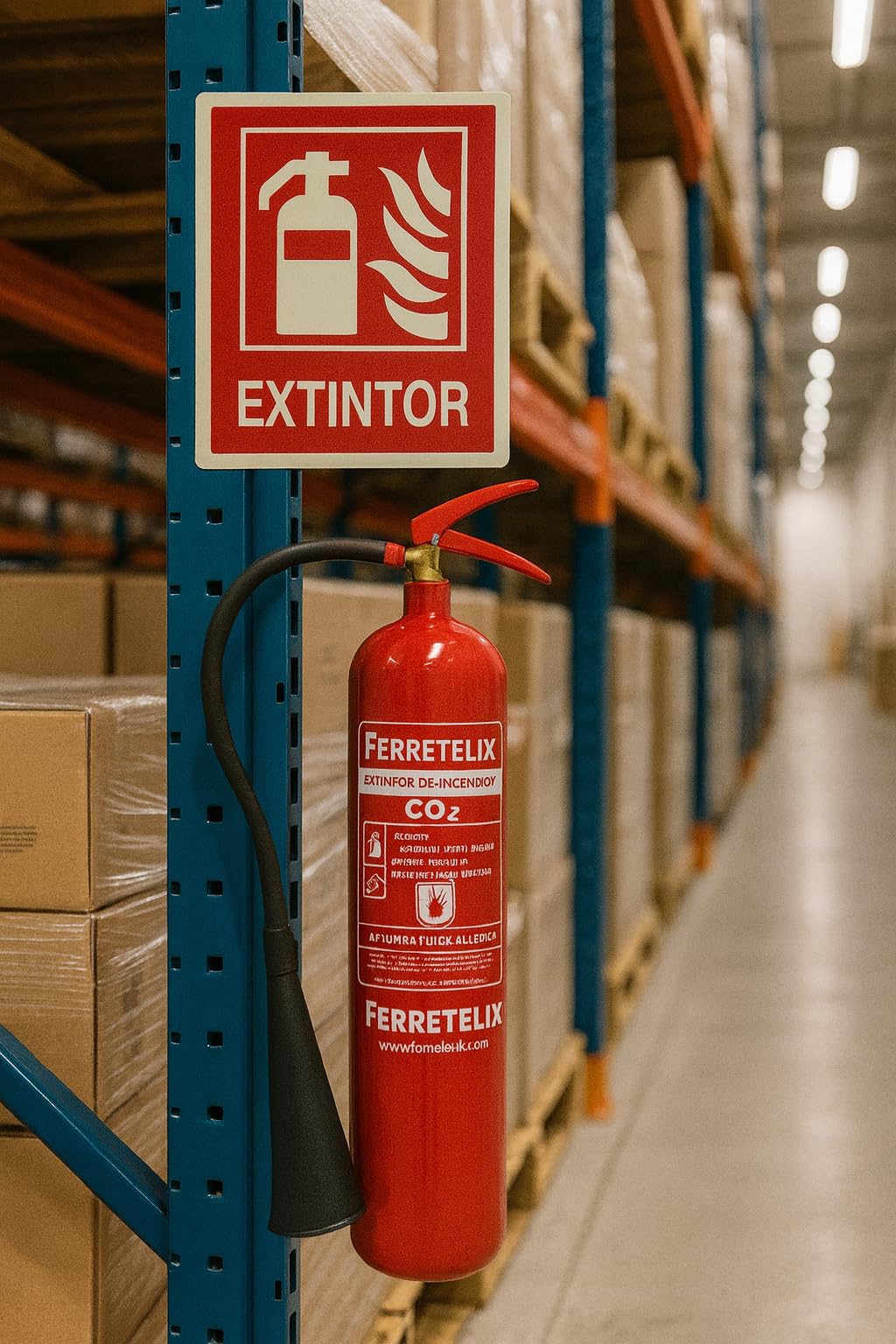 Ferretelix® Extintor CO2 5 Kg con Soporte – Alta Eficacia Sin Residuos – Certificado según Directiva 2014/68/EU