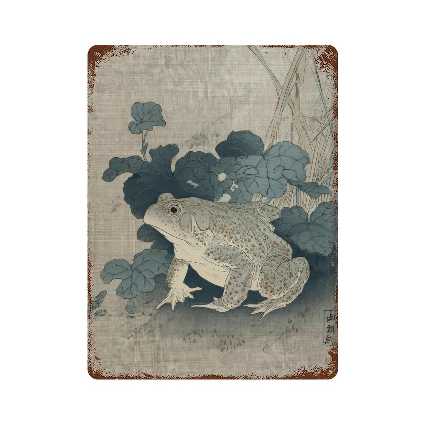 xiaoxiaoshen Japanese Frog Japan Oriental Traditional Woodblock Style. Zen Nature Home Decor Wall Decor Art Metal Tin Poster Modern Home Decor Art Home Bar Shop Decorations Vintage Sign 40x30cm
