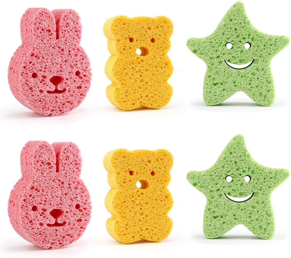 Amazon.co.jp OUNONA ボディースポンジ ソフトスポンジ バススポン 可愛いアニマールの形 ヒトデ、クマ、アヒル 入浴 ソフト ベビー キッズ用 6ピース ベビー＆マタニティ