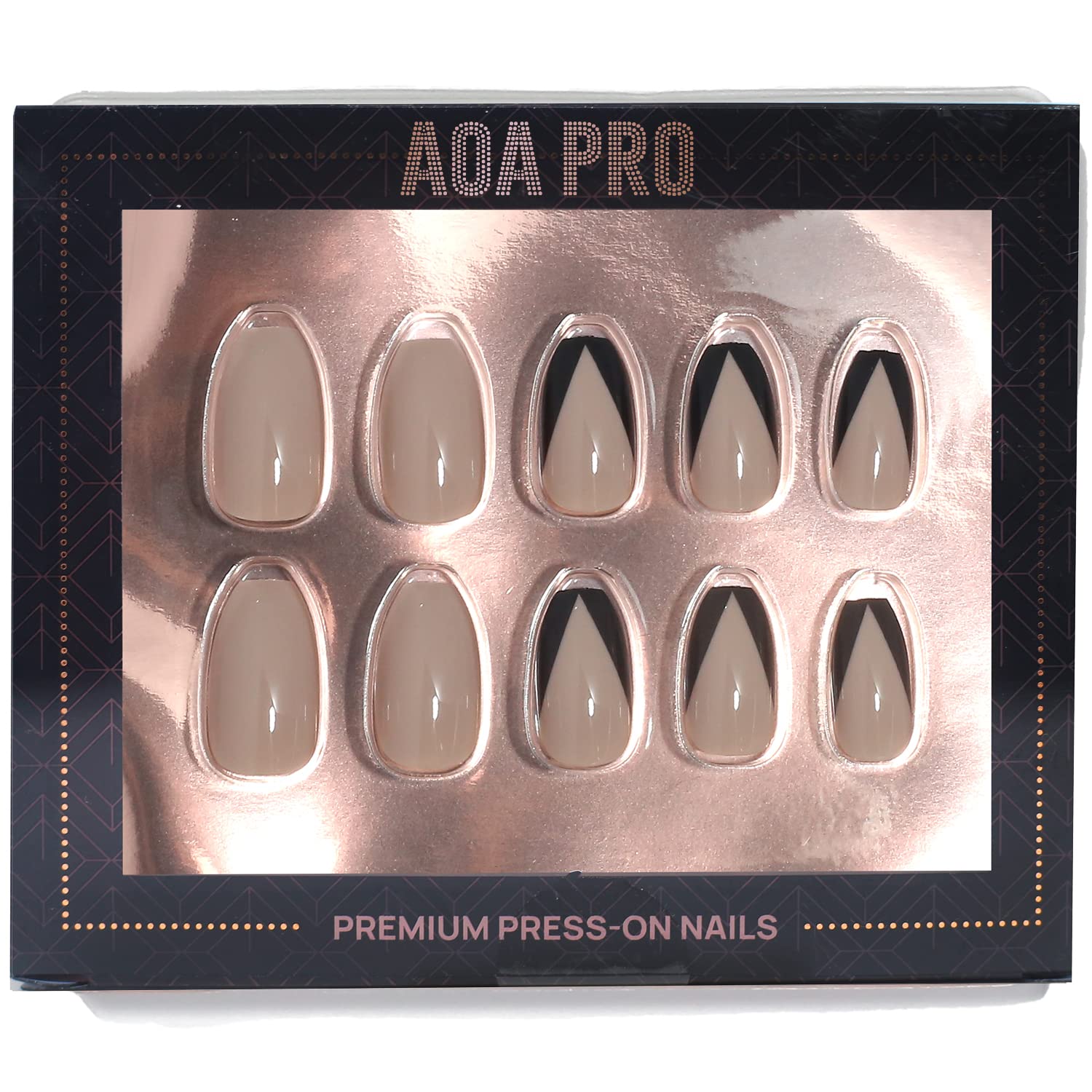 AOA Studio Pro Press-On Nails Luxe, durable, Reusable Nails, Perfect Manicure in Minutes Kit Include 24 Nails, Nail File, Nail Glue, Wooden Cuticle Wand (Wine & Dine)