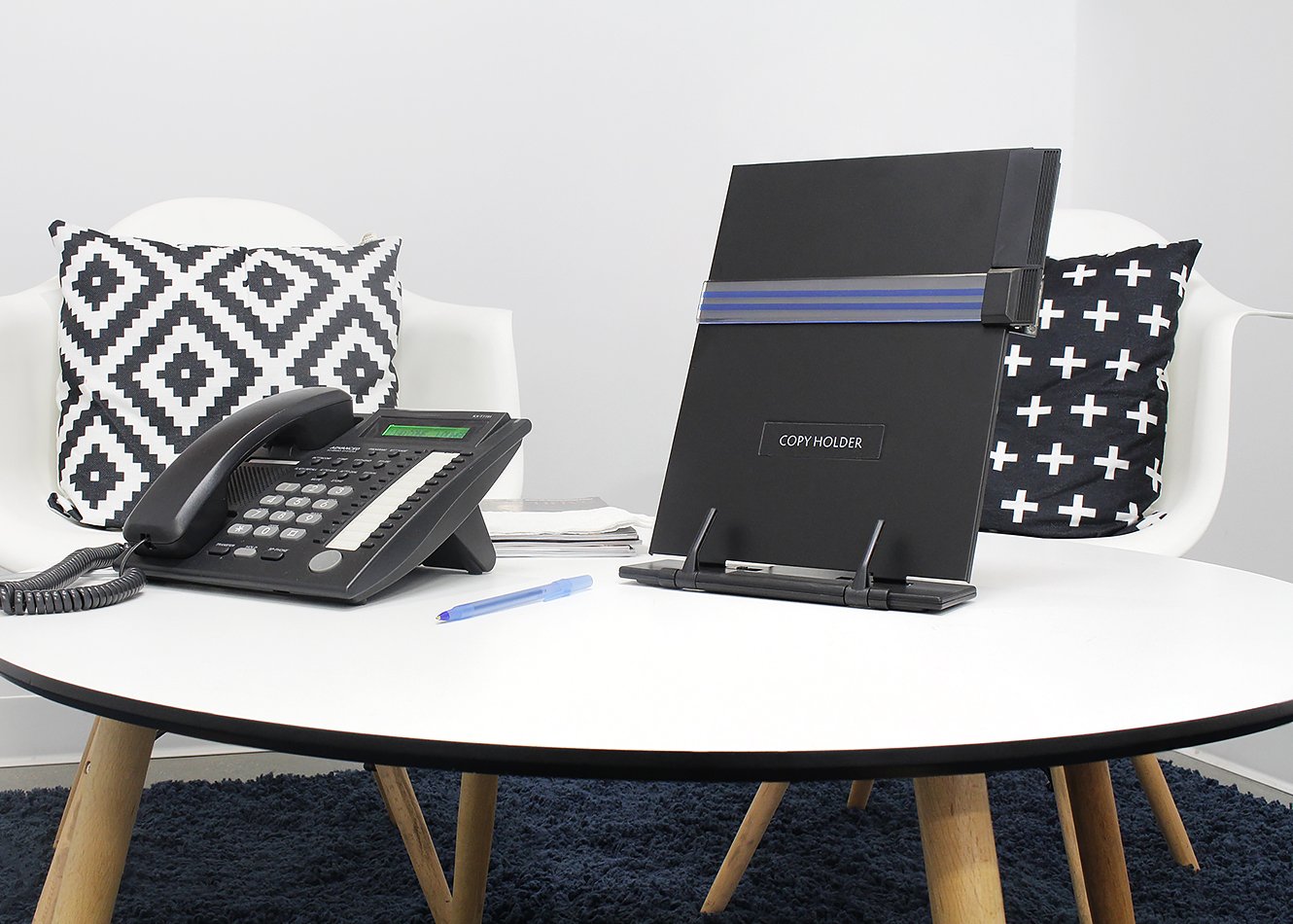 Document Holder for Typing with Adjustable Clip & Line Guide Holds