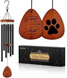 SteadStyle Dog Memorial Wind Chime - Sympathy Gift for Loss of Dog or Cat, Remembrance Gift