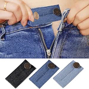 Elastische knoopverlenging voor dames en heren, verstelbare tailleverlenging voor broeken, jurken en jeans, set van 6 (zwart
