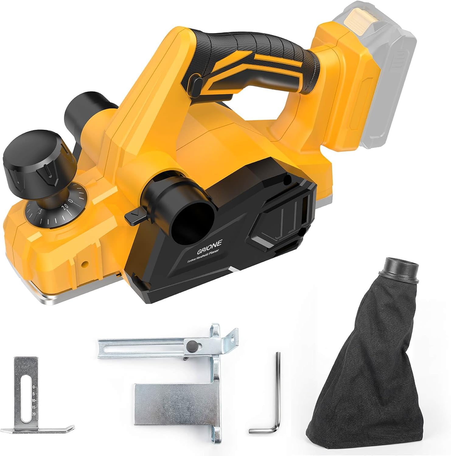 Cordless Handheld Planer Compatible with Dewalt 20V Max Battery (No Battery) Electric Wood Planer- Powerful Woodworking Tool for Smooth Cutting, Heavy Duty Planer with Adjustable Depth & Dual-dust