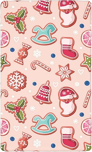 Miniatura 7 de Sábana bajera ajustable de Navidad para cuna, con estampado de Papá Noel de jengibre, sábana portátil para colchón de cuna o sábana para cama