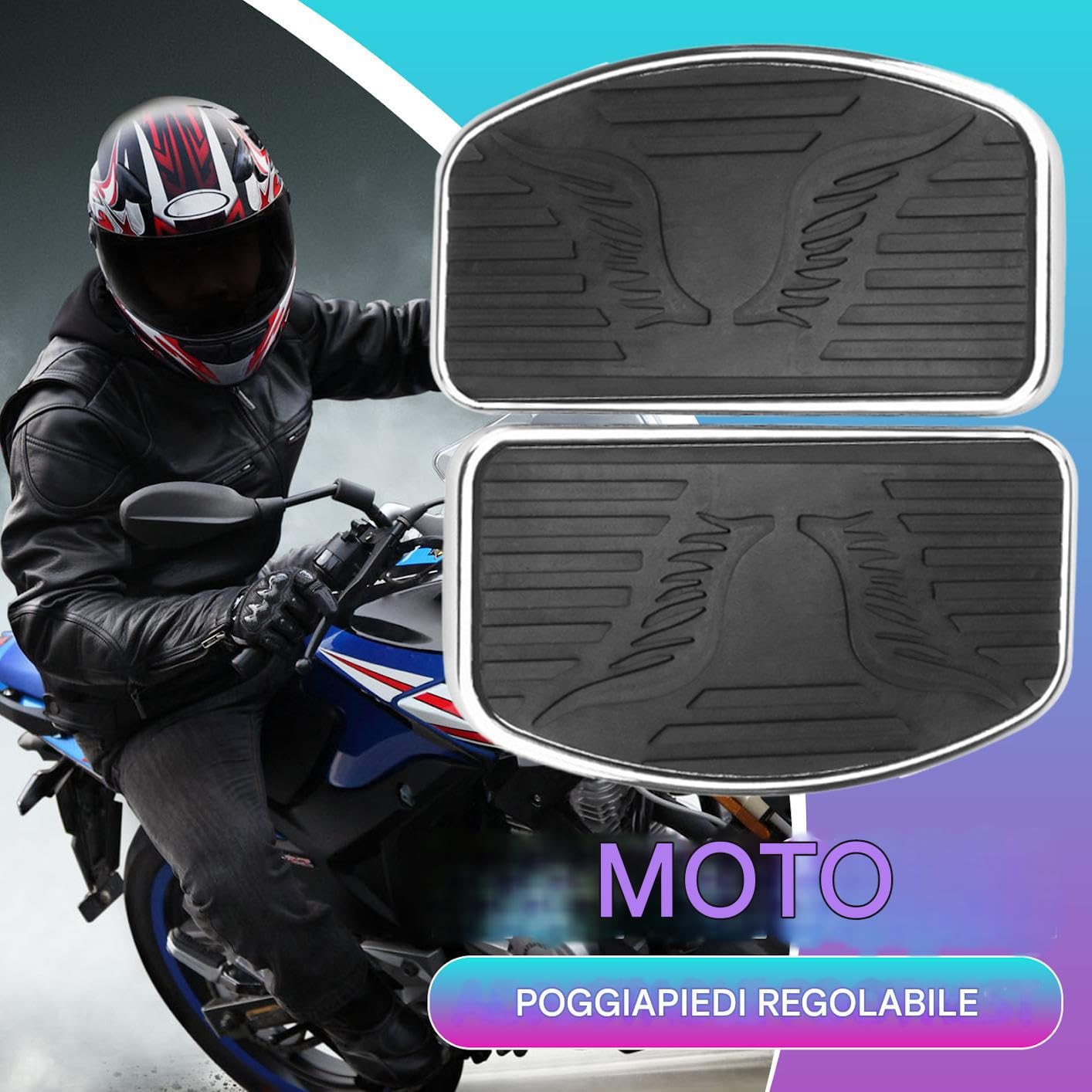 Peg Pedane per Moto Pedana Anteriore per Scooter | Appoggiapiedi Antiscivolo Aerodinamico per Viaggio Fuoristrada Touring Campeggio