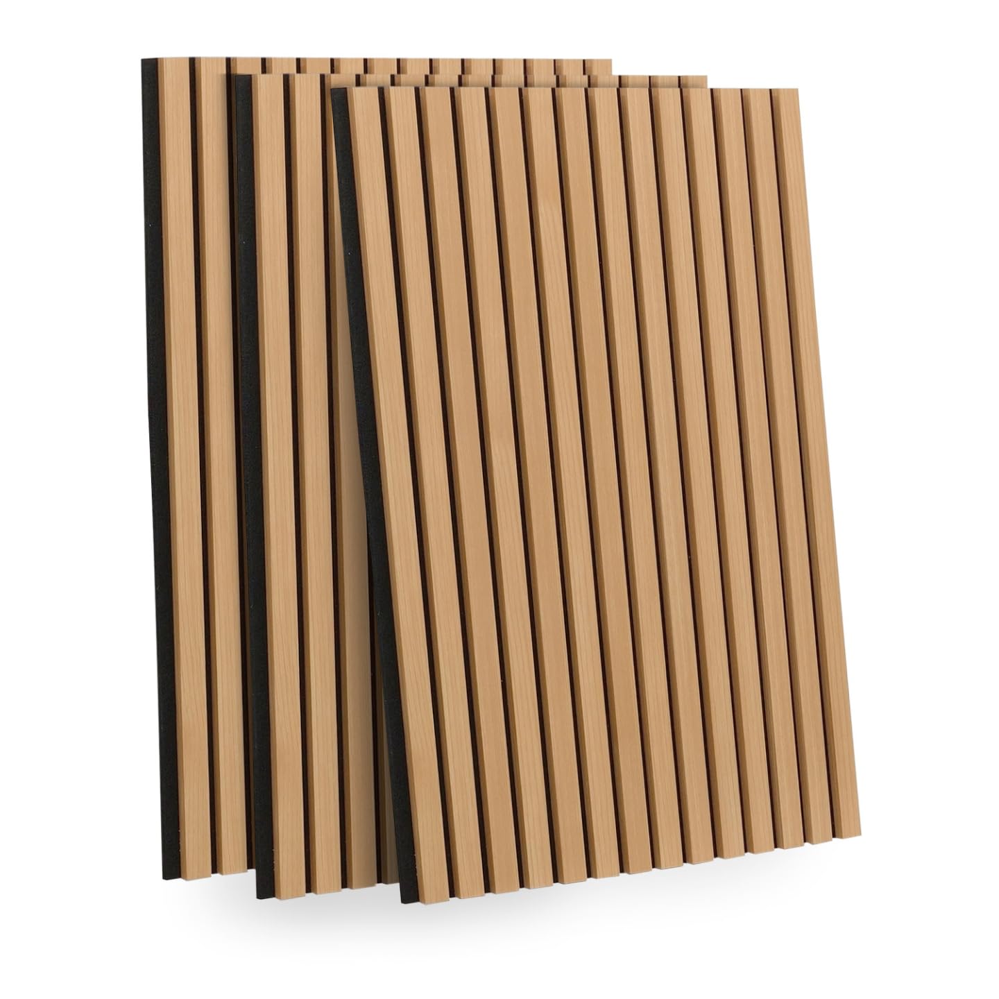 IDMarket - Pannelli acustici in Listelli di Legno 240 x 60 cm in Rovere Chiaro ed Effetto Nero