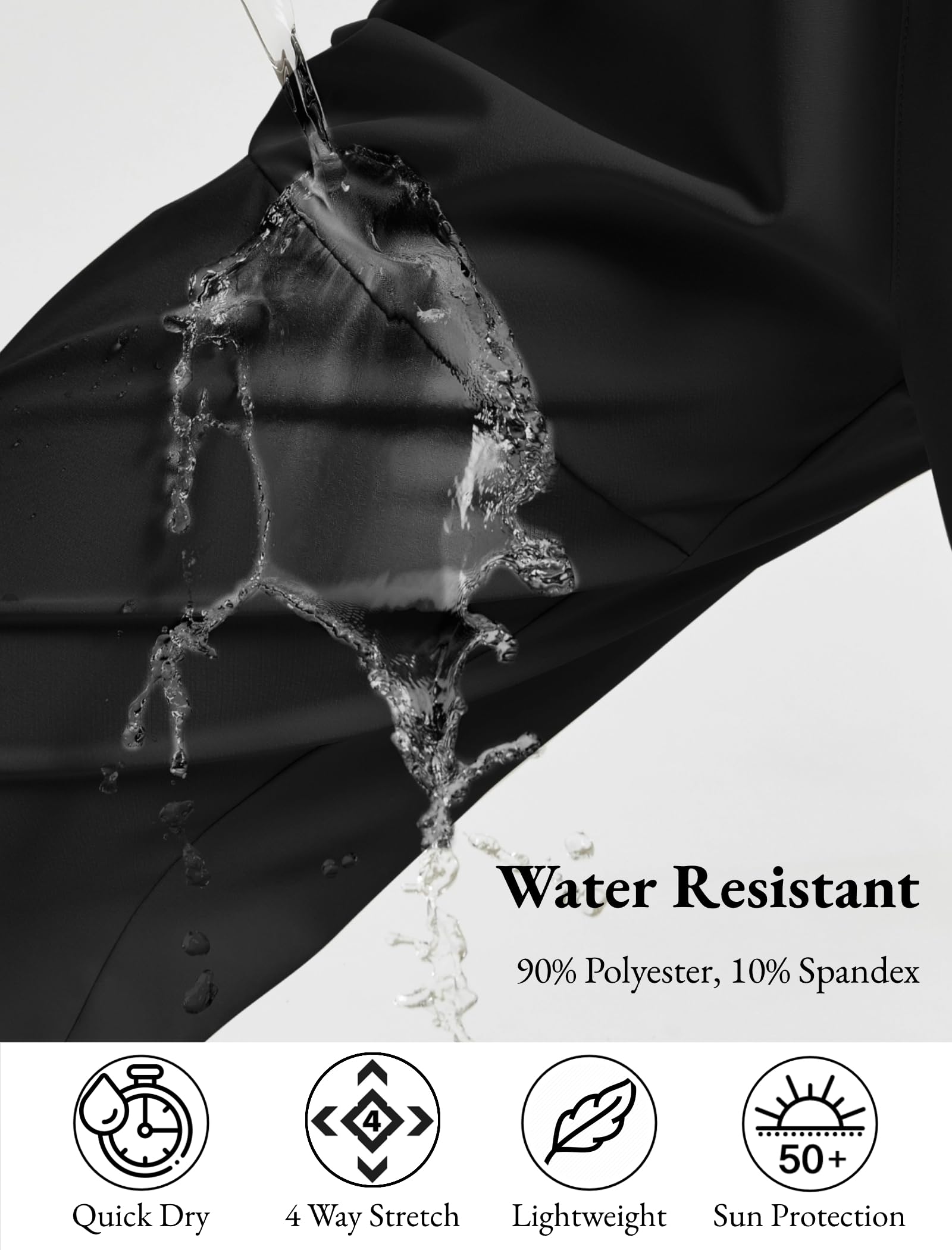 EXARUS Girls Hiking Pants Joggers Kids Quick Dry Waterproof Cargo Athletic High Waisted Lightweight Zip Pockets Black 10Y